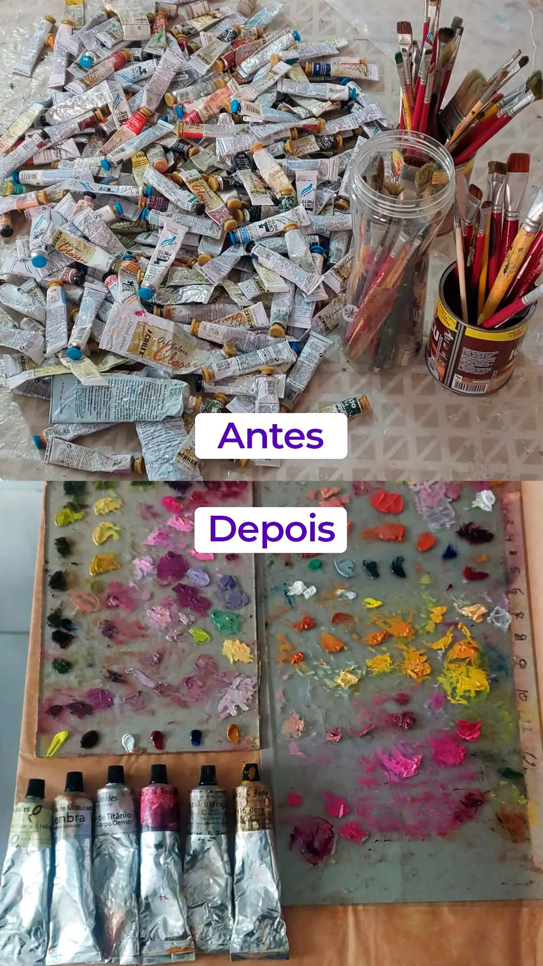 Antes e depois da paleta de Lia Solza