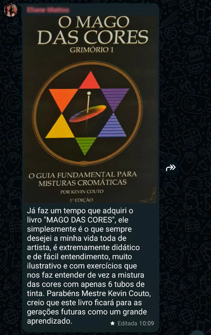 Depoimento de leitor do livro O Mago das Cores 1
