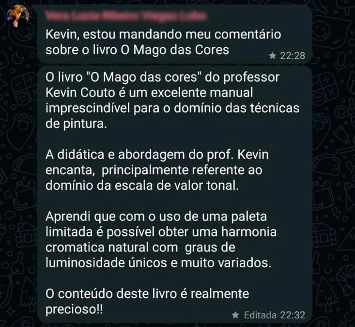 Depoimento de leitor do livro O Mago das Cores 3
