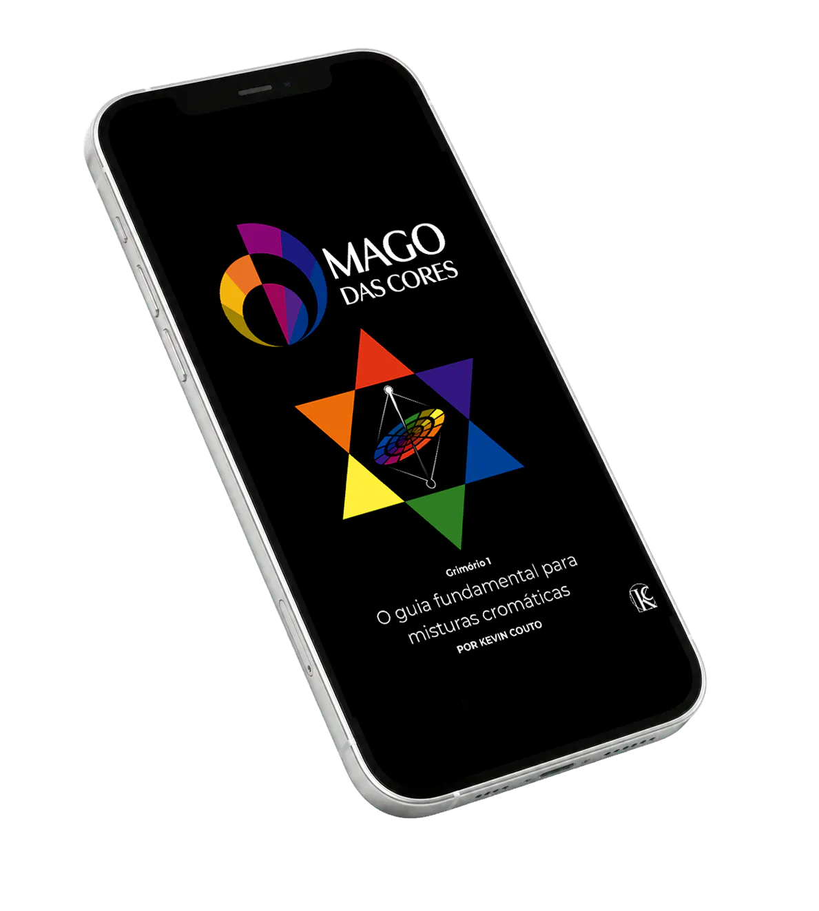 Livro O Mago das Cores exibido em um iPhone