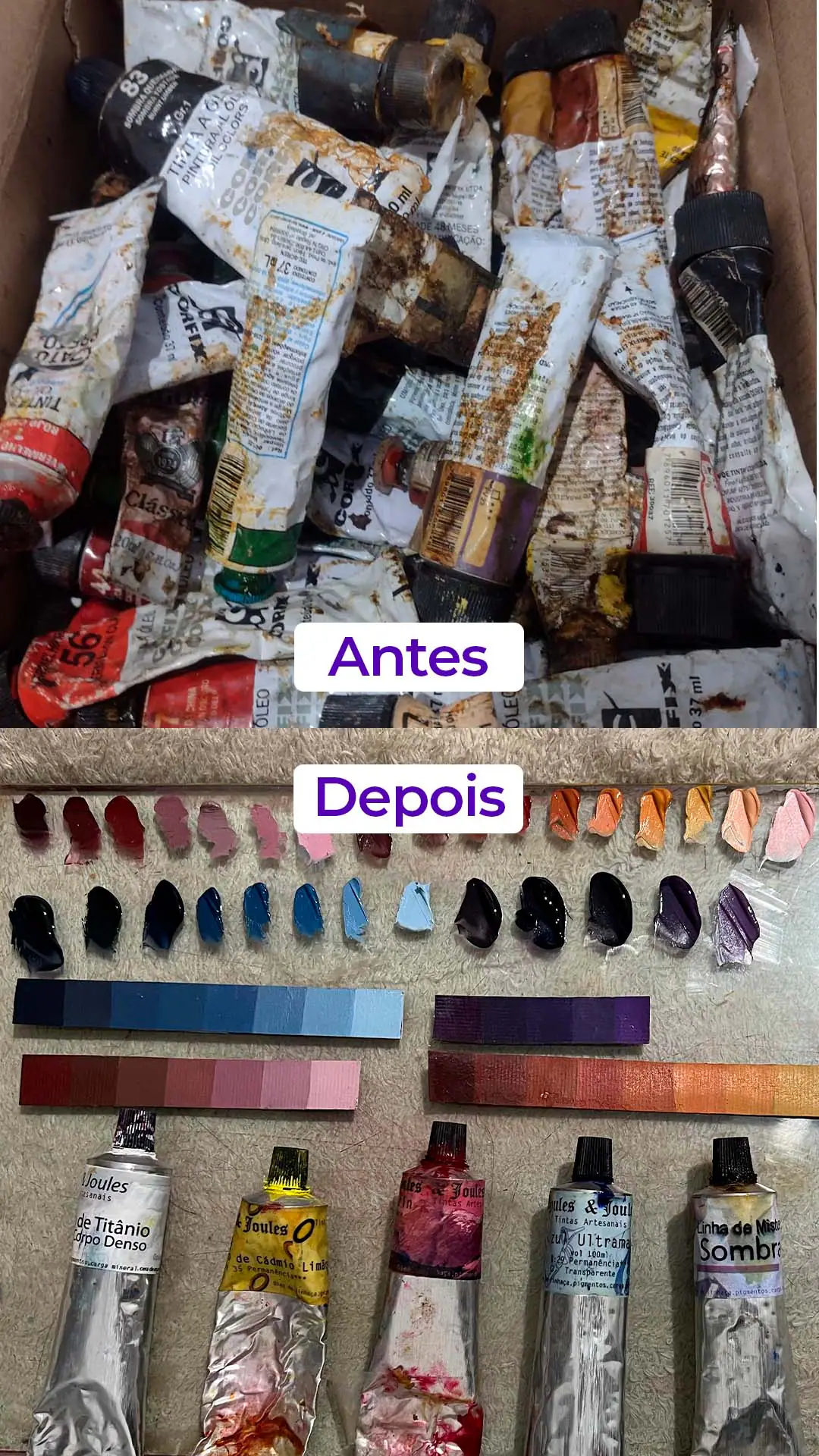Antes e depois da paleta de Vera Chamon